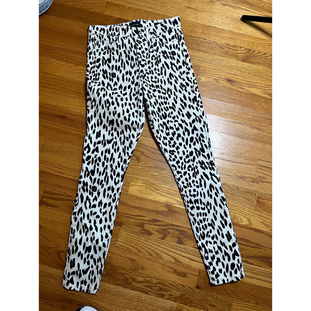 Joes Jeans The Charlie High Rise Skinny Ankle Leopard Print Jeans White Black 26